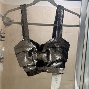 Azulu Colombia Silver Sequin Top